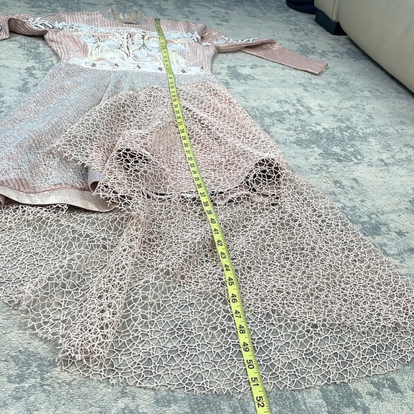 Peter Pilotto Embroidered Mesh Net Overlay Long Sleeve Asymmetric Dress Sz 10 - Picture 10 of 13